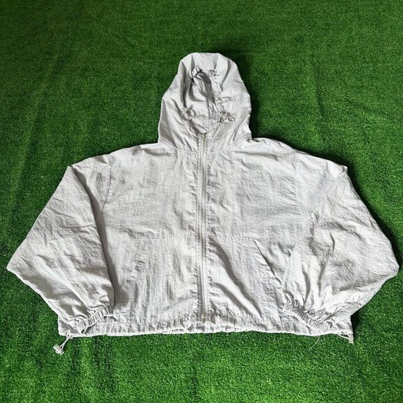 LAB Studio Vivid Lauren Oversized Cropped Windbreaker Running Jacket Hooded M/L - Picture 1 of 12
